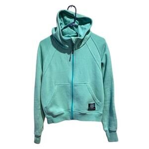 Original Powerhouse Gym Maui Hoodie Full Zip Turquoise Blue Women's Medium